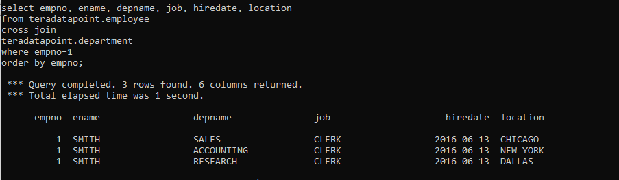 teradata cross join