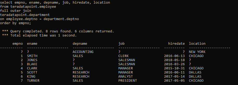teradata full outer join