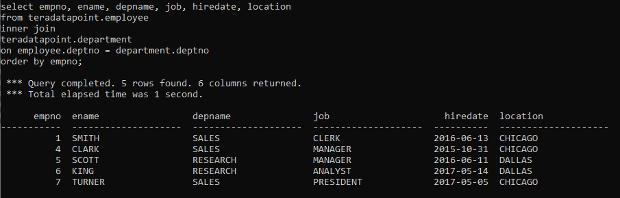 teradata inner join